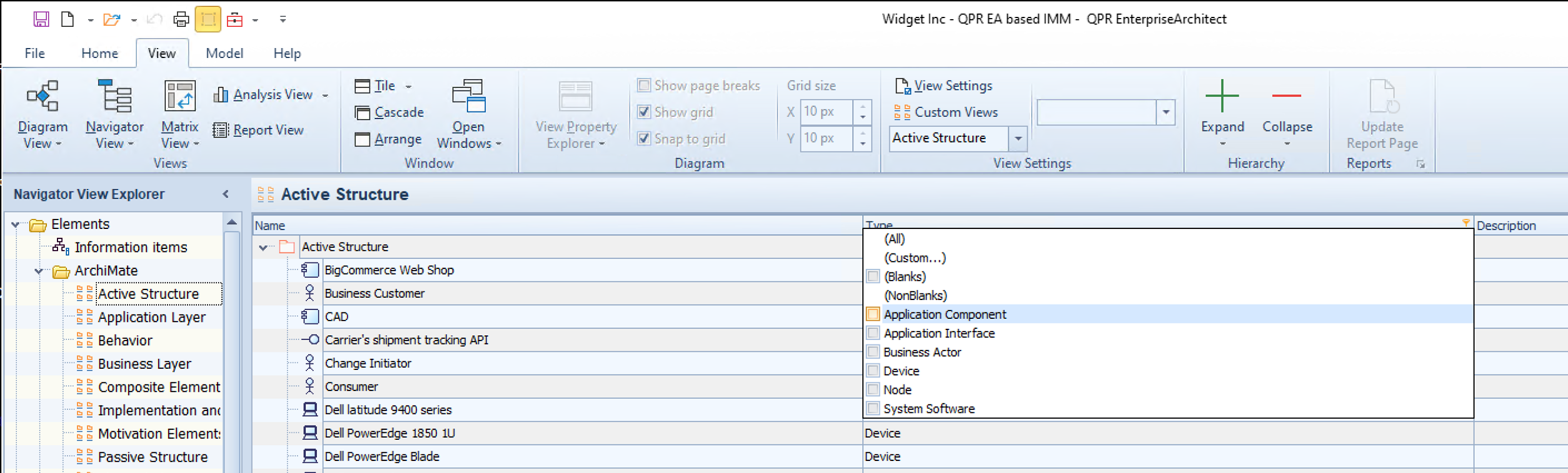NavigatorColumnFiltering